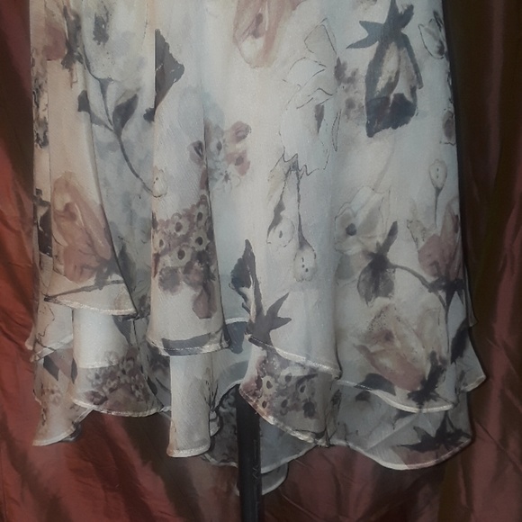 LAUREN RALPH LAUREN Chiffon tier skirt Flower Flowing Romance Lined Sheer Luxury - Picture 7 of 8